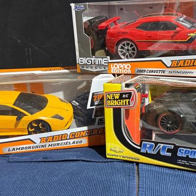 RC Car Lot – Lamborghini Murciélago, 2009 Camaro, Black Corvette – Remotes Included – Untested