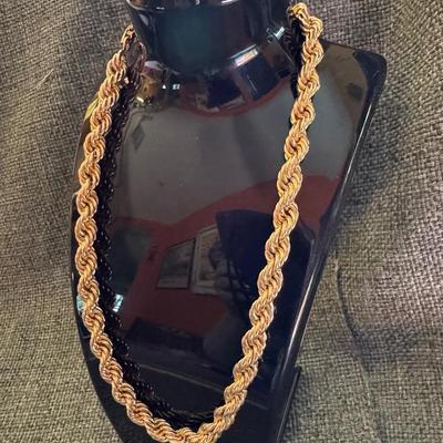 Napier Gold Tone Rope Necklace (marked)