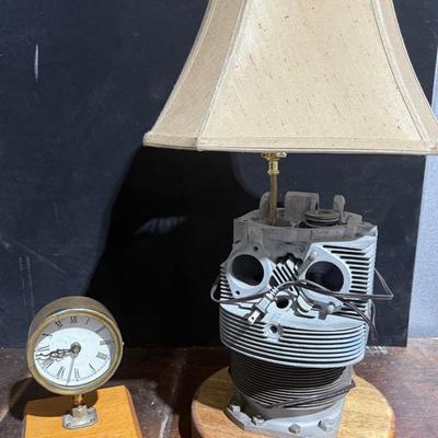 Vintage Aviation Decor Trio – Lamp, Clock, and Airplane Figurine
