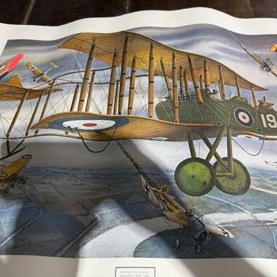  5 Separate  WWI Biplane Dogfight Print – by Alfred Owles