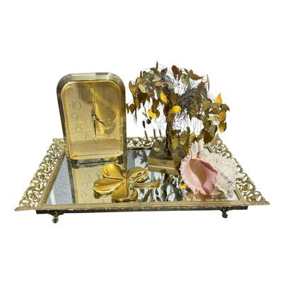 Mid Century Home Décor And Vanity Tray Good Toned Mirror 