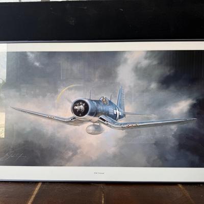 John Young “F4U Corsair” ✰ Hand‑Signed WWII Aviation Print – Framed Art