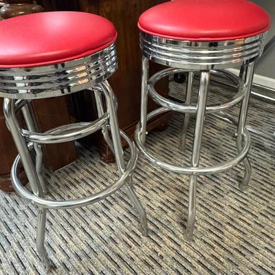 Red Diner One ring Bar Stools 