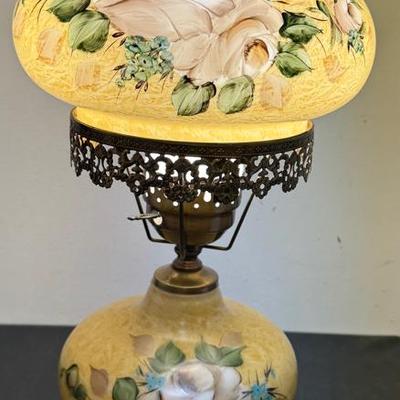 Floral Yellow hurricane Table Lamp 