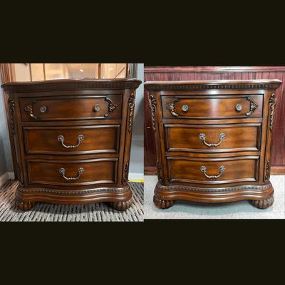 (2) Dark Cherry Wood Nightstands 