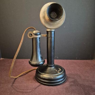 Antique 1908 Kellogg Nickel/Brass Candle Stick Telephone - 11¼" Tall