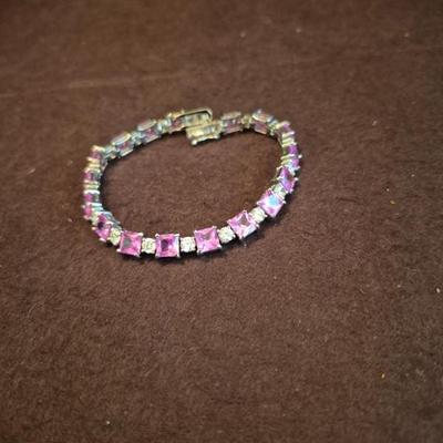 Vintage Sterling & Cubic Zirconia 7¼" Bracelet - TW 19.3g