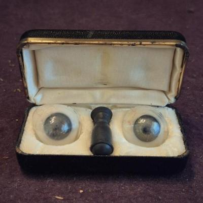 Antique Prosthetic Glass Eyes With Insertion Tool & Pair of High Power Scleral Lenses - In Case