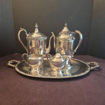 Vintage 1980s Sheridan Silver Co. "Shell & Gadroon" Silverplate Hollowware Coffee Service - 5 Pieces in All