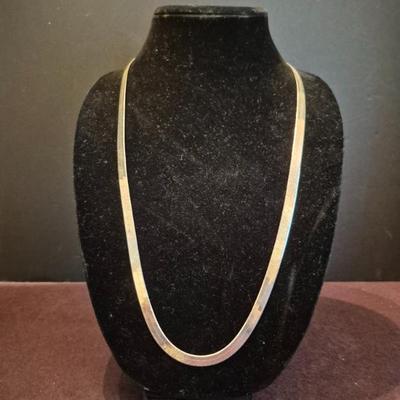 Vintage Sterling Made in Italy 7mm Herringbone 29½" Lobster Claw Clasp Chain - TW 35.1g