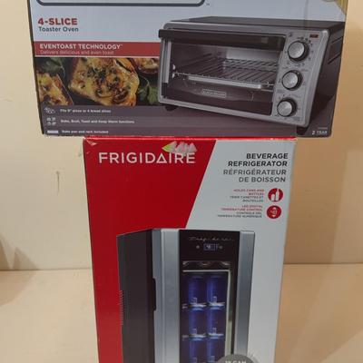 Frigidaire Beverage Refrigerator + Black & Decker Toaster Oven - NEW