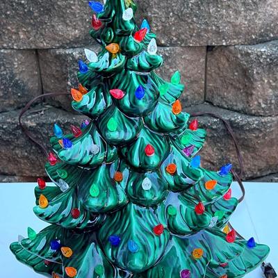 Vintage 15” Ceramic Christmas Tree Music Box
