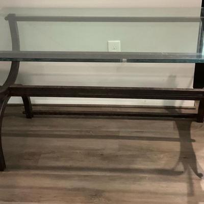 Wrought Iron And Glasstop Table