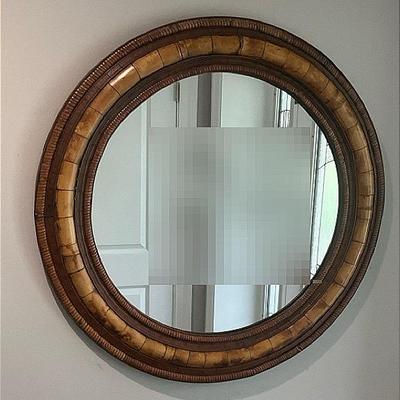 Round Bamboo Wood Mirror
