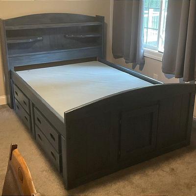 Full size Blue Distressed Storage Bed #2