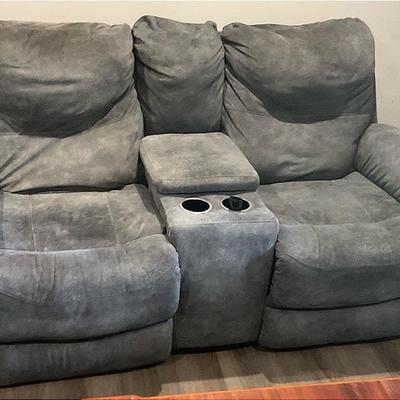 Power Suede Like Gray Electric Double Sofa
