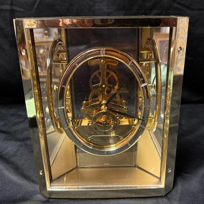 Lot 402: Seiko QAW110G Quartz Skeleton Mantel Clock – Gold Tone, Made in Japan, Cal. 12404