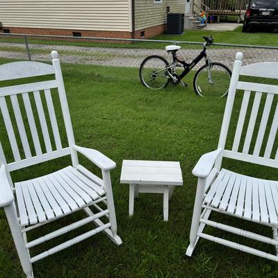 Lot 255: Pair Of Wood Rockers And Table 