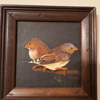 Lot 243: Hand Painted Flowers, Birds, Animals In Wood Frames 