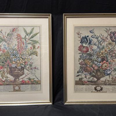 Lot 451: Vintage Botanical Floral Print Set – “January” & “April”