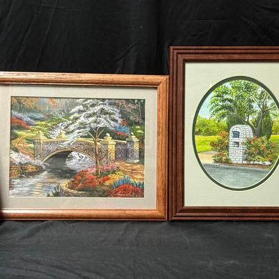 Lot 432: Lot of 4 John Winstead Framed Gouache Landscape Paintings – Scenic Countryside & Seasonal V