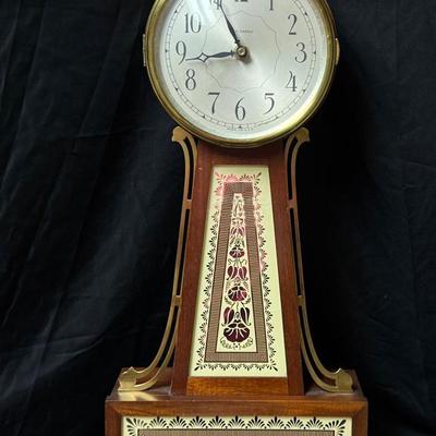 Lot 421: Vintage Seth Thomas Brookfield-3E Banjo Wall Clock with Eagle Finial – Converted to Battery
