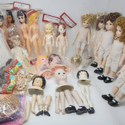 Multiple 15"-18" Dolls - No Clothing, Several Doll Kits/Antique Porcelain Doll Parts