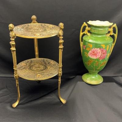 Two Tier Brass Plant Stand, Victorian Urn 