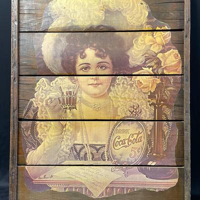 Vintage Coca-Cola Print On Wood Planks