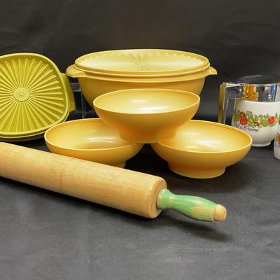 Tupperware and Gemco Milk Glass Set