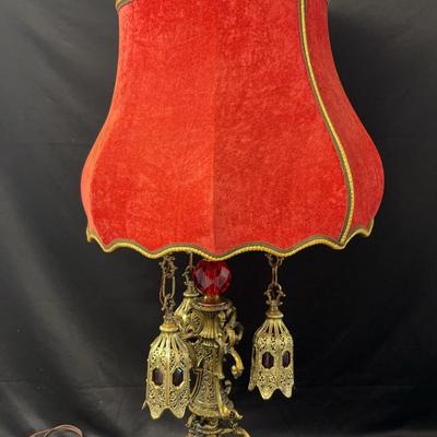 Elegant Table Lamp w/ Red Shade