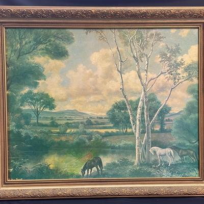 Oil Painting Of Hill Country And Horses: Dean Fausett