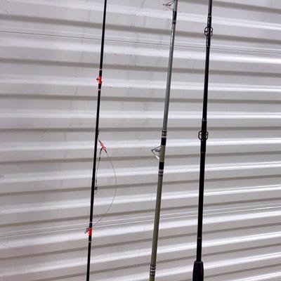 Three Fishing Poles With Reels
