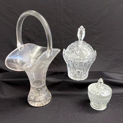 Cut Glass And Crystal Basket, Candy Dishes