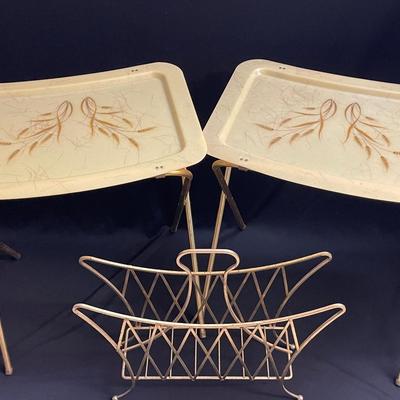 Retro Folding TV Trays & Magazine Rack