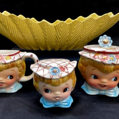 Lefton Miss Dainty Set And Yellow Vase