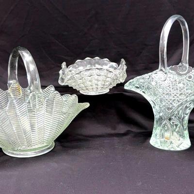 Cut Glass Baskets And Bowl