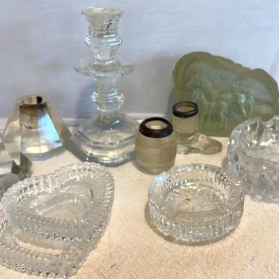 Antique and Vintage Crystal, Glass, Lucite - Matchstriker, Candlesticks, Ashtrays