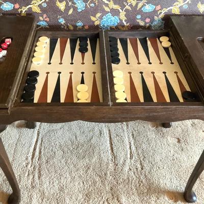 Queen Anne Backgammon Gaming Table, Vintage