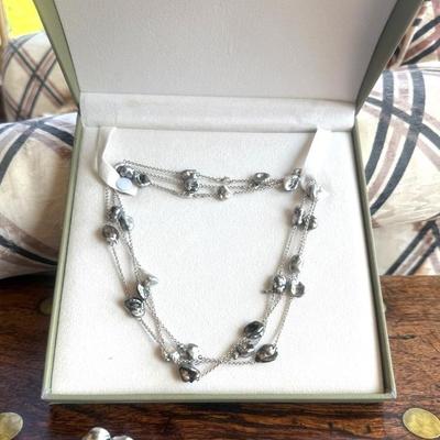 18kt White Gold Freshwater Pearls Three Necklace Set and Stud Earring by Judith Ripka NWB