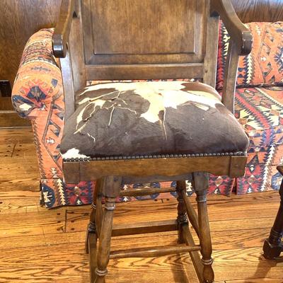 Vintage Swivel Barstool - Palomino Seat, Solid Wood and Heavy (3rd)