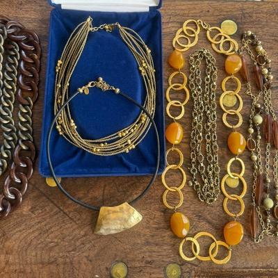 Mix of Brown Toned Costume Jewelry Vintage And New Included