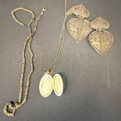 Silver Locket, Byzantine Silver Necklace, Indo Silver Earrings