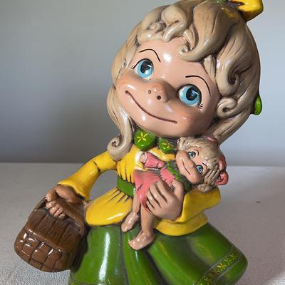 Atlantic Mold "Smiley Girl with Doll and Basket" Figurine