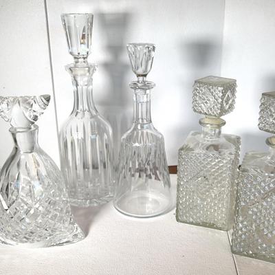 Baccarat Crystal, Venice Cut Crystal and Other Crystal & Glass Decanters, 5 Pcs