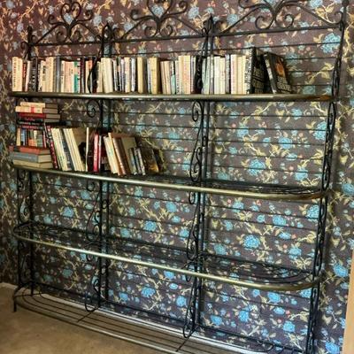Vintage French Baker's Rack, Wrought Iron and Brass