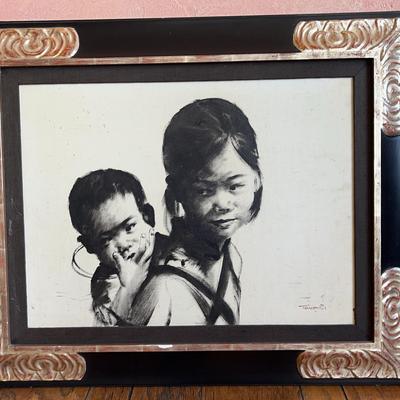 Vietnam Madonna and Child Signed Print On Canvas