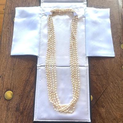 Pearls On Knotted Silk 26” 5 Strand Potato Pink White 
