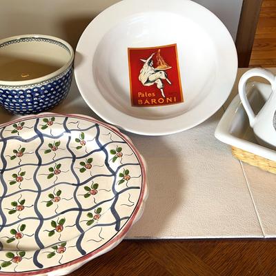 Handmade Platter and Bowls - Portugal and Poland, and Pottery Barn Cordon Bleu Kitchen Ceramics 