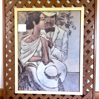 “Juan Con Sombrero” by Diego Rivera - Print with Lattice Wood Frame